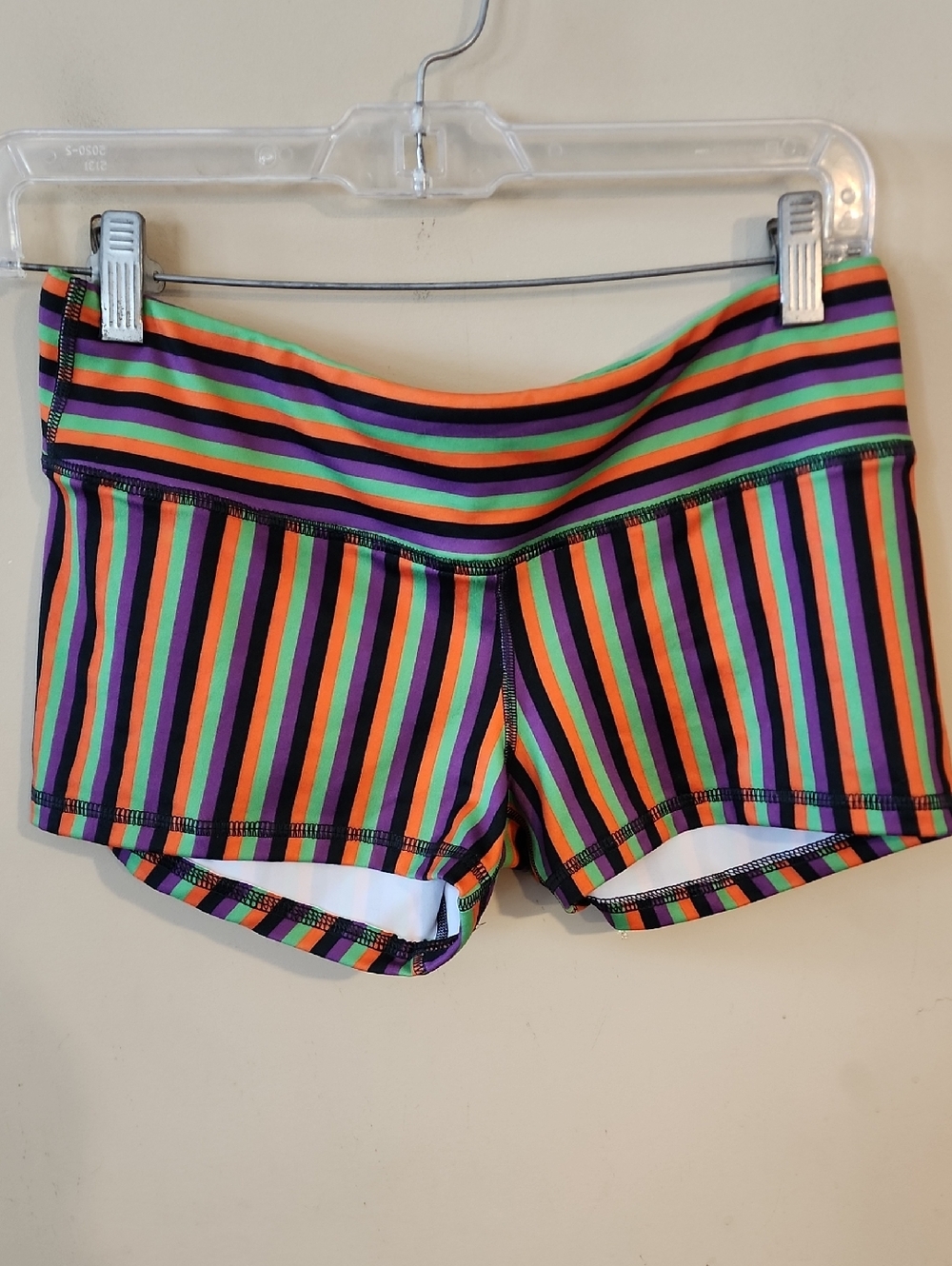 Fleo Striped Bike Shorts in Black, Purple, Green, Orange